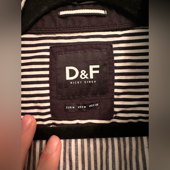 D & F Ricky Singh White & Black Striped Button Down Dress shirt - Picture 4 of 4